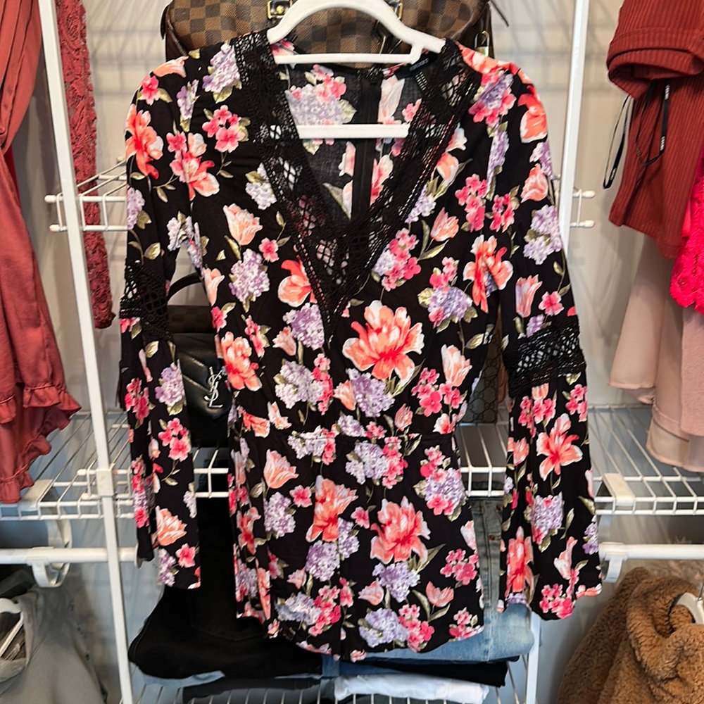 Black and floral romper